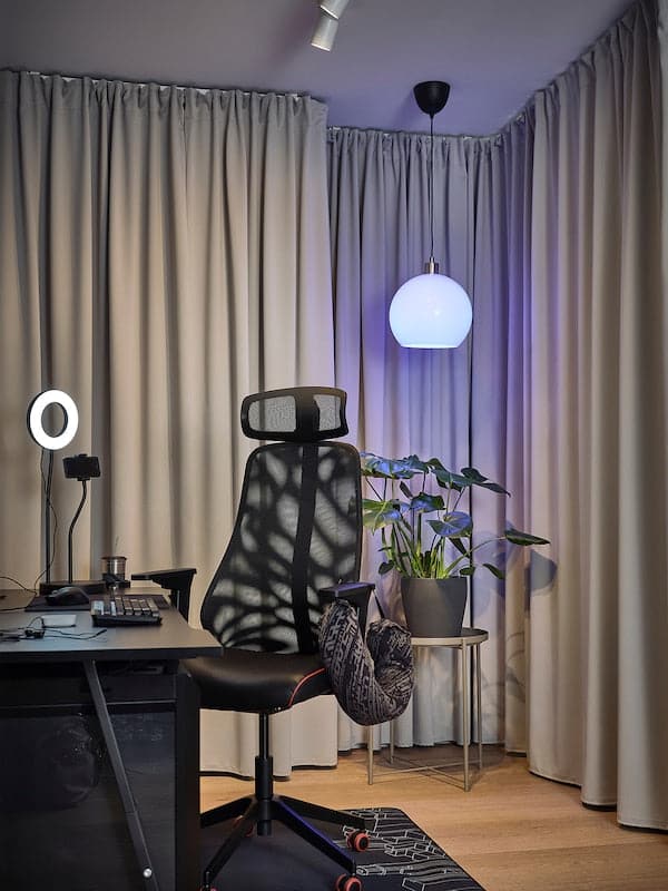 Ikea JÄRPLIDEN - Pendant lamp, white glass/nickel-plated, 30 cm