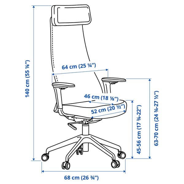 JÄRVFJÄLLET Office chair with armrests - Grann white , - best price from Maltashopper.com 40521852