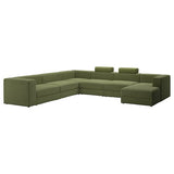 JÄTTEBO u-shaped sofa, 7-seat, with chaise longue, right with headrests/Samsala dark yellow-green, 25x87x95 cm