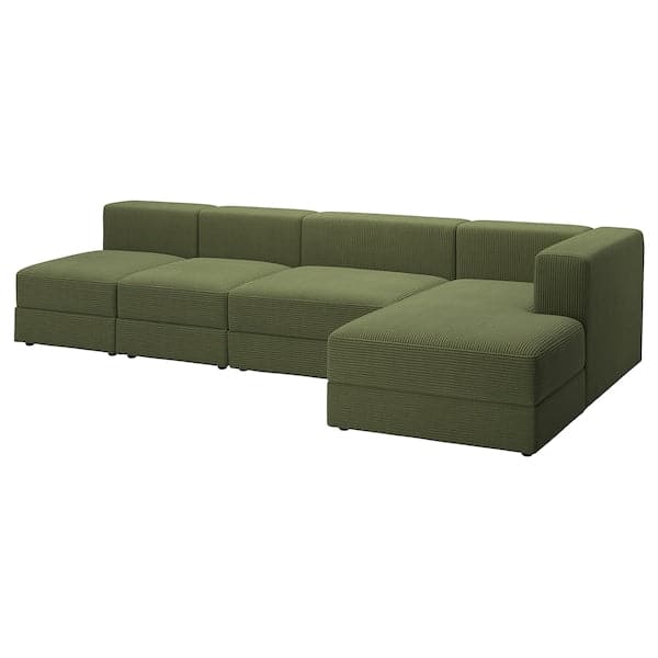 Ikea JÄTTEBO - 4.5 seater comp sofa/chaise-longue, right/Samsala dark yellow-green ,