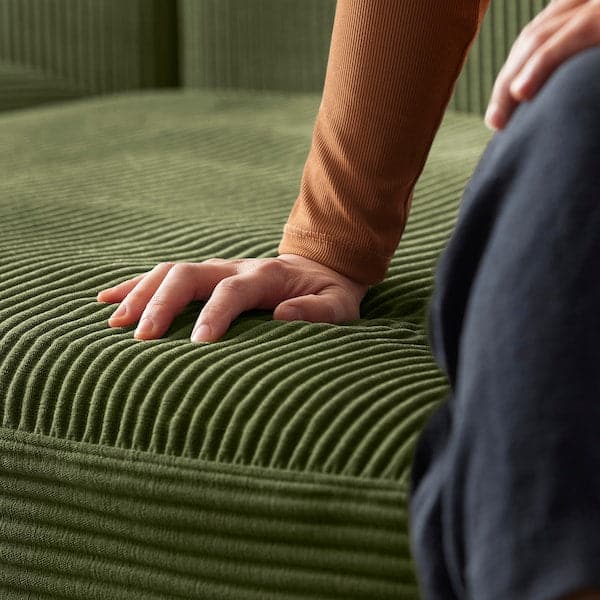 Ikea JÄTTEBO - 4-seater comp sofa/chaise-longue, right with headrest/Samsala dark yellow-green ,
