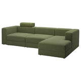 JÄTTEBO 4-seat mod sofa w chaise longue, right with headrest/Samsala dark yellow-green, 310x87x160 cm