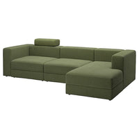 JÄTTEBO 4-seat mod sofa w chaise longue, right with headrest/Samsala dark yellow-green, 310x87x160 cm