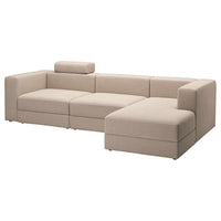 JÄTTEBO 4-seat mod sofa w chaise longue, right with headrest/Samsala grey-beige, 310x87x160 cm