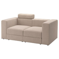 JÄTTEBO 2-seat modular sofa, with headrest/Samsala grey-beige, 190x87x95 cm