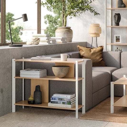Ikea JÄTTESTA - Side table, white/light bamboo, 95x30 cm