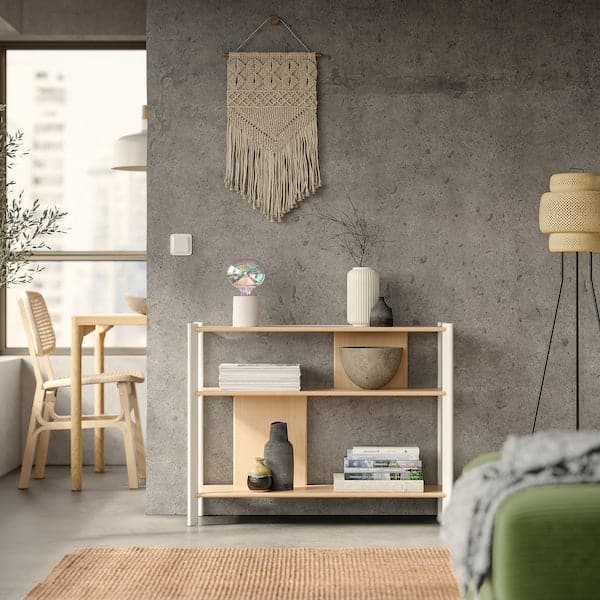 Ikea JÄTTESTA - Side table, white/light bamboo, 95x30 cm