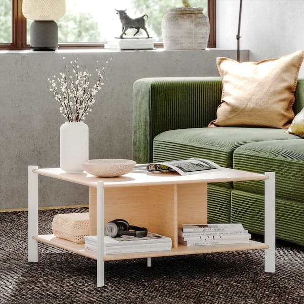 Ikea JÄTTESTA - Coffee table, white/light bamboo, 80x80 cm
