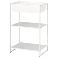 JOSTEIN shelving unit with container, in/outdoor/metal white, 61x40x90 cm