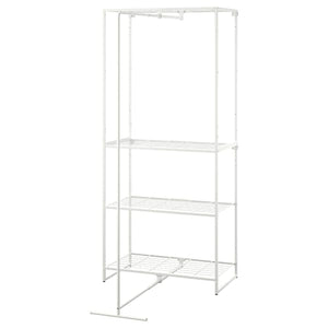 Ikea JOSTEIN - Shelf with clothes rack, indoor/outdoor/white metal wire, 81x53/117x180 cm