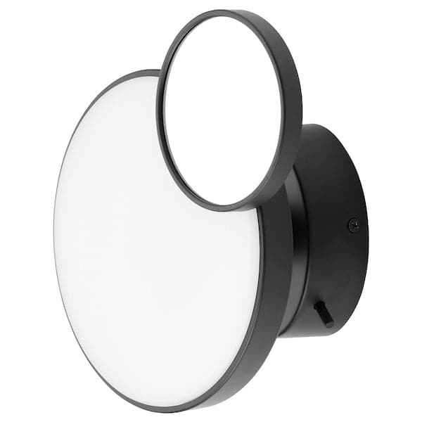 Ikea KABOMBA - LED wall lamp with mirror, adjustable light intensity matt/black, 20 cm