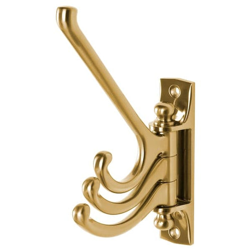 KÄMPIG - 3-armed swivel hook, brass-colour