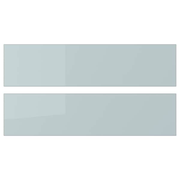 KALLARP drawer front, high-gloss light grey-blue, 40x10 cm