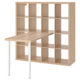 KALLAX / LINNMON desk combination, white/white stained oak effect, 147x139x147 cm