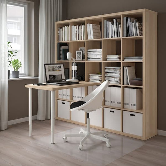 KALLAX / LINNMON - Desk combination, white/white stained oak effect, 182x139x182 cm - best price from Maltashopper.com 19481693