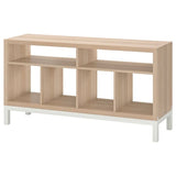 KALLAX tv bench with underframe, white stained oak effect, 147x39x78 cm