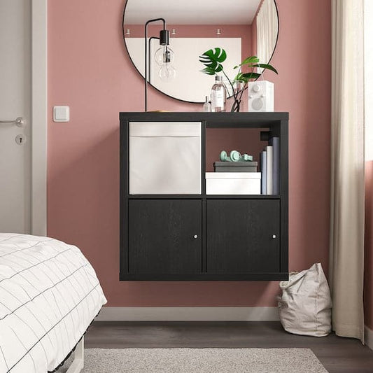 Ikea KALLAX - Shelving unit, with 2 doors/black-brown, 77x77 cm