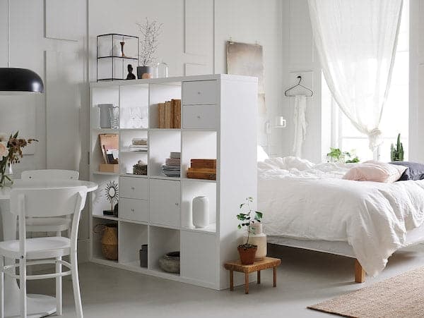 Ikea KALLAX - Shelving unit with 4 inserts, white, 147x147 cm