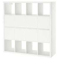 KALLAX shelving unit with 8 inserts, white, 147x147 cm