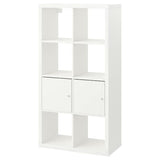 KALLAX shelving unit with doors, white, 77x147 cm