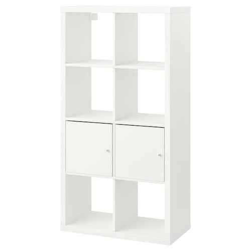 KALLAX - Shelving unit with doors, white, 77x147 cm