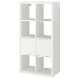 KALLAX shelving unit with doors, high-gloss/white, 77x147 cm