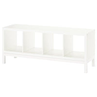KALLAX shelving unit with underframe, white/white, 147x59 cm