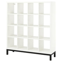 KALLAX shelving unit with underframe, white/black, 147x164 cm