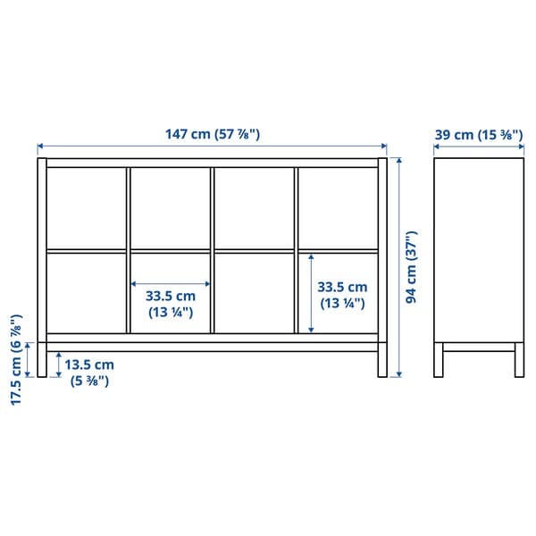 Ikea KALLAX - Shelving unit with underframe, white/black, 147x94 cm
