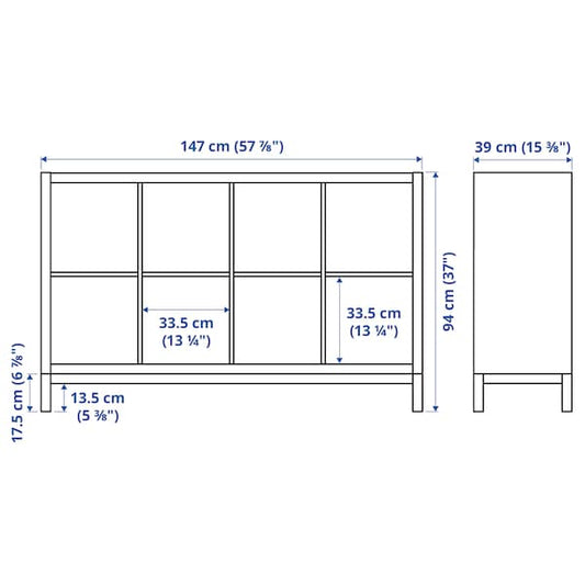 Ikea KALLAX - Shelving unit with underframe, with 2 doors/4 drawers/white, 147x94 cm