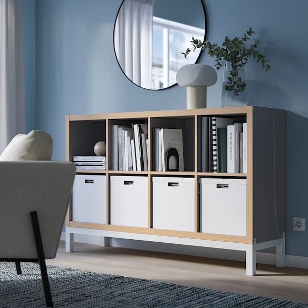 Ikea KALLAX - Shelving unit with underframe, grey wood effect/white, 147x94 cm