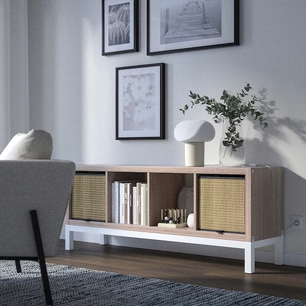 Ikea KALLAX - Shelf unit with base, walnut/light grey white effect, 147x59 cm