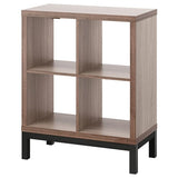 KALLAX shelving unit with underframe, walnut effect/light grey black, 77x94 cm