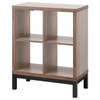 KALLAX shelving unit with underframe, walnut effect/light grey black, 77x94 cm