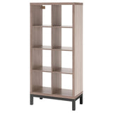 KALLAX shelving unit with underframe, walnut effect/light grey black, 77x164 cm