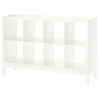 KALLAX shelving unit with underframe, high-gloss/white/white, 147x94 cm