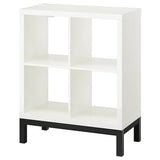 KALLAX shelving unit with underframe, high-gloss/white/black, 77x94 cm