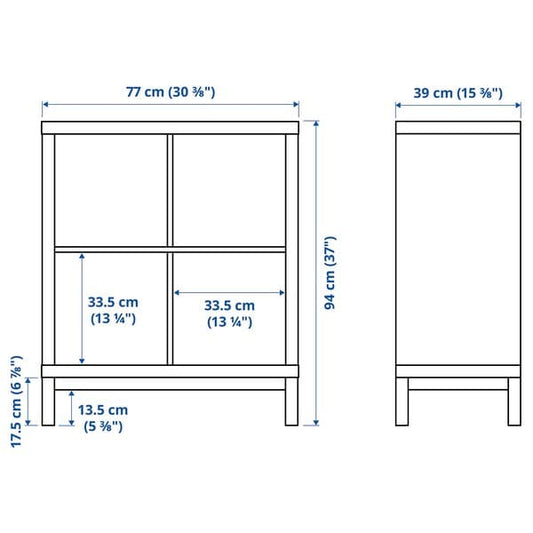 Ikea KALLAX - Shelving unit with underframe, high-gloss/white/black, 77x94 cm