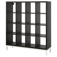 KALLAX shelving unit with underframe, black-brown/white, 147x164 cm