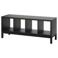 KALLAX shelving unit with underframe, black-brown/black, 147x59 cm