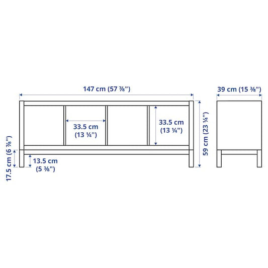 Ikea KALLAX - Shelving unit with underframe, black-brown/black, 147x59 cm