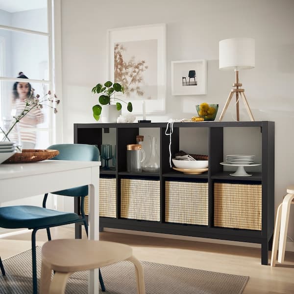 Ikea KALLAX - Shelving unit with underframe, black-brown/black, 147x94 cm