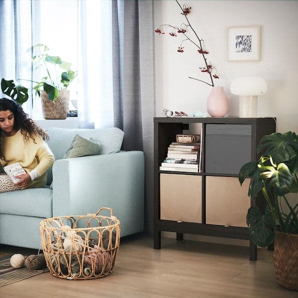 Ikea KALLAX - Shelving unit with underframe, black-brown/black, 77x94 cm