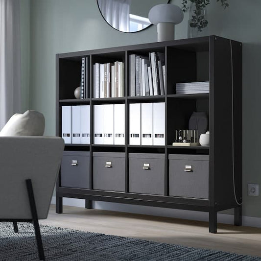 Ikea KALLAX - Shelving unit with underframe, black-brown/black, 147x129 cm