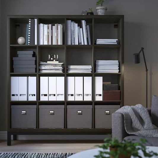 Ikea KALLAX - Shelving unit with underframe, black-brown/black, 147x164 cm