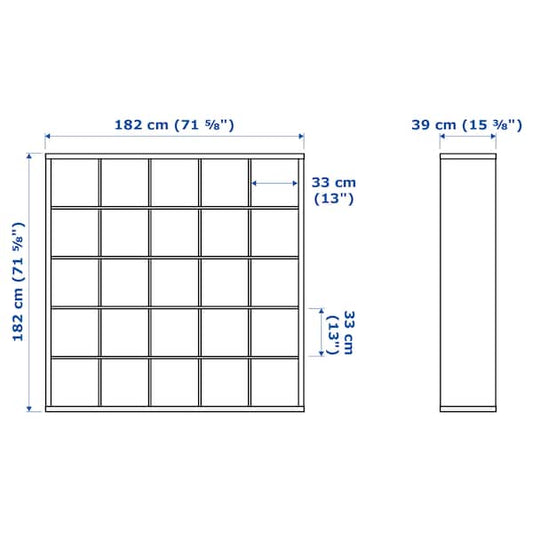 Ikea KALLAX - Shelf unit, light grey walnut effect, 182x182 cm