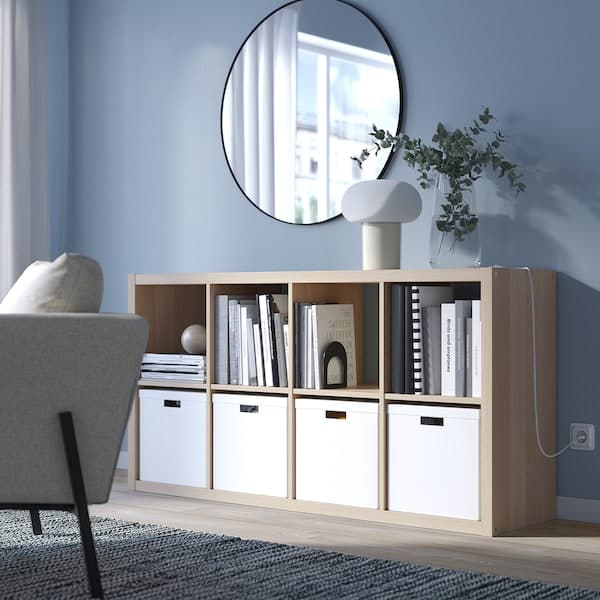 KALLAX - Shelving unit, white stained oak effect, 77x147 cm - best price from Maltashopper.com 00324518