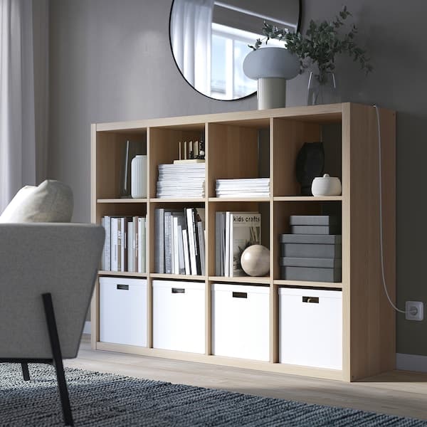 Ikea KALLAX - Shelving unit, white stained oak effect, 112x147 cm