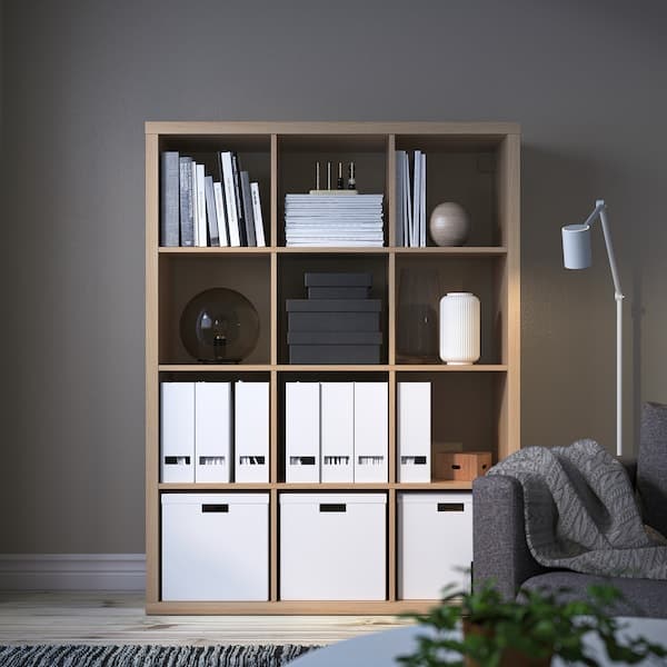 Ikea KALLAX - Shelving unit, white stained oak effect, 112x147 cm