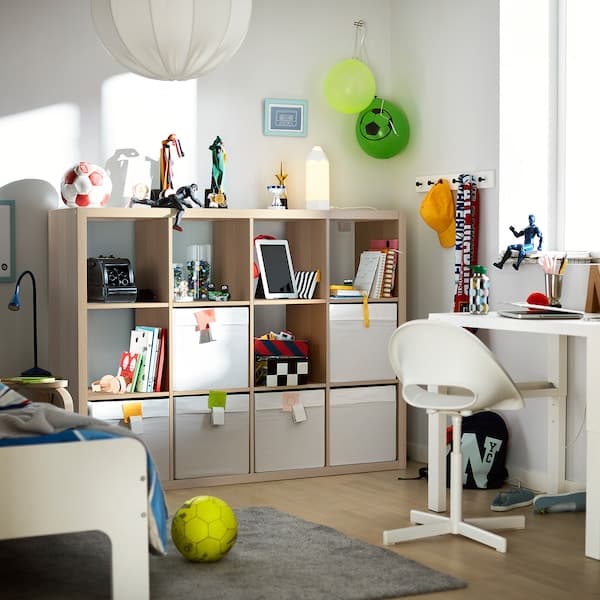 Ikea KALLAX - Shelving unit, white stained oak effect, 112x147 cm